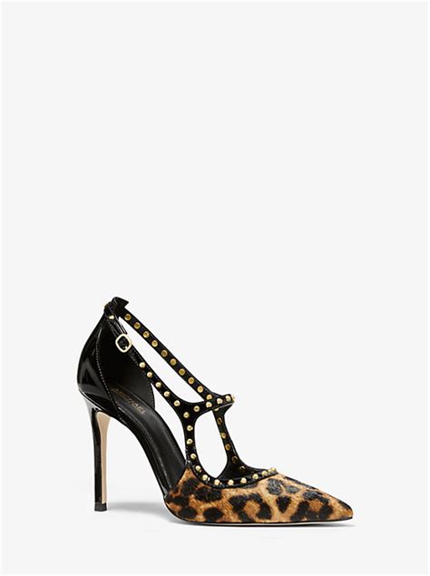 michael michael kors ava studded leather pump|Ava Studded Leopard Calf Hair and Patent Leather Pump.